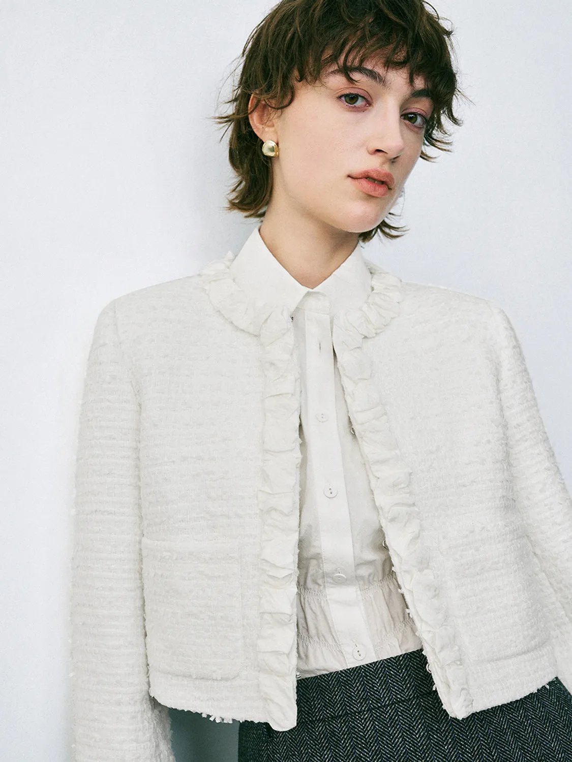Ruffle Collar Outerwear Jackets