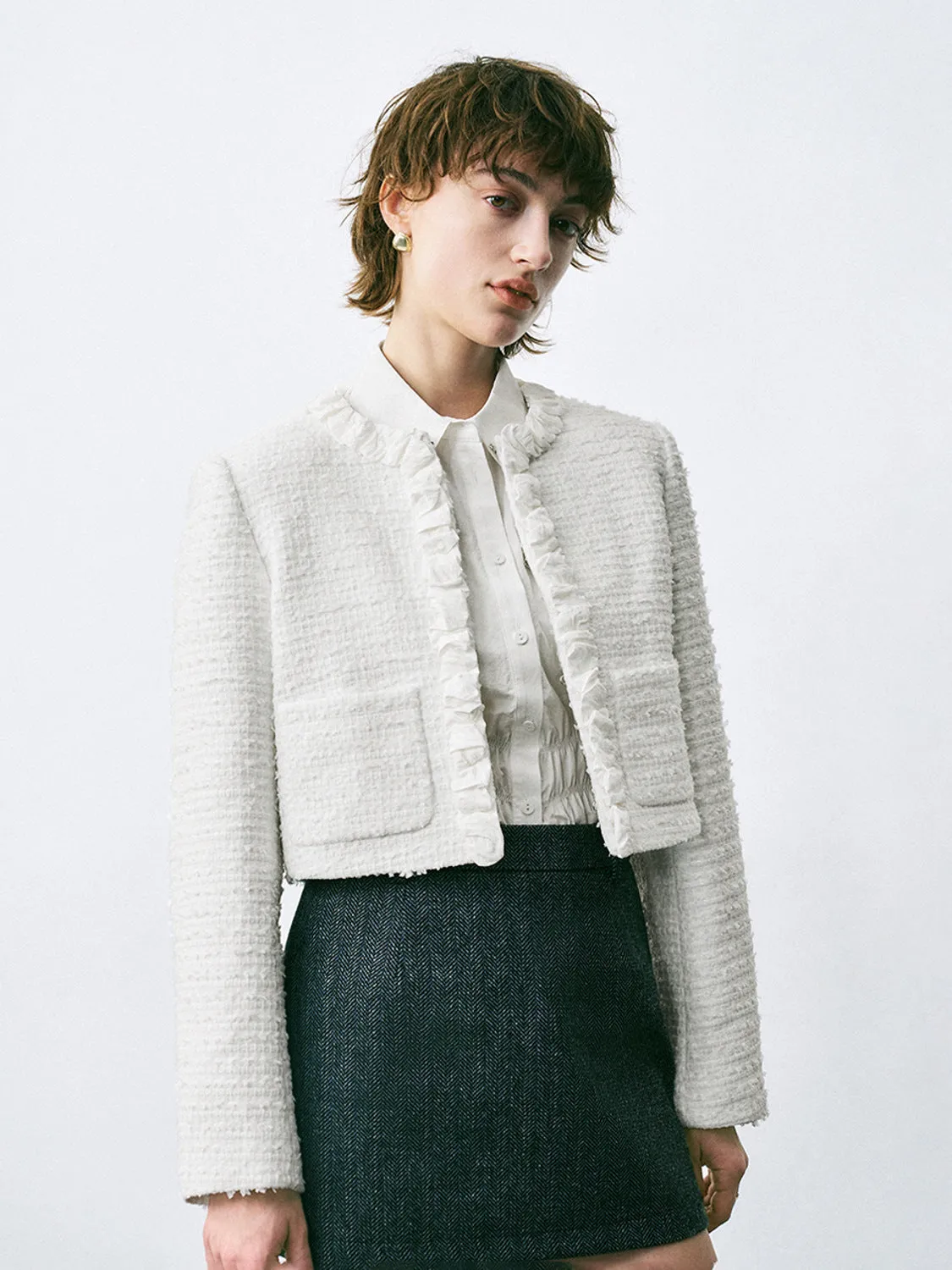 Ruffle Collar Outerwear Jackets