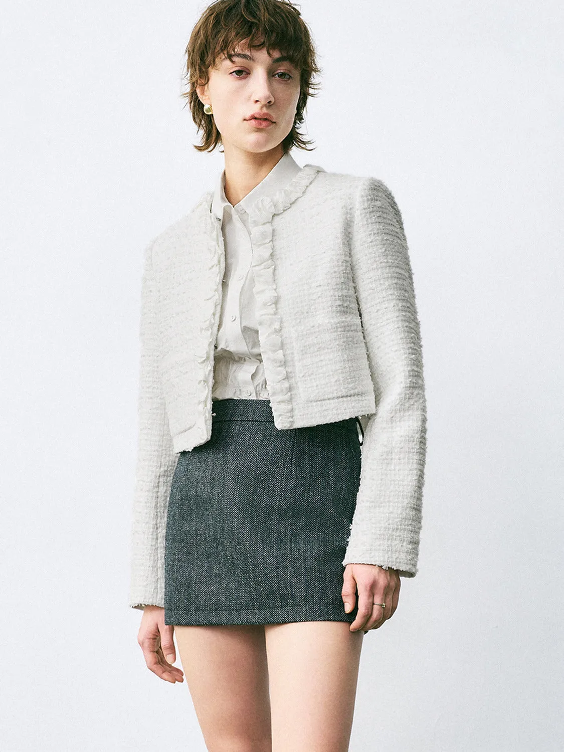 Ruffle Collar Outerwear Jackets