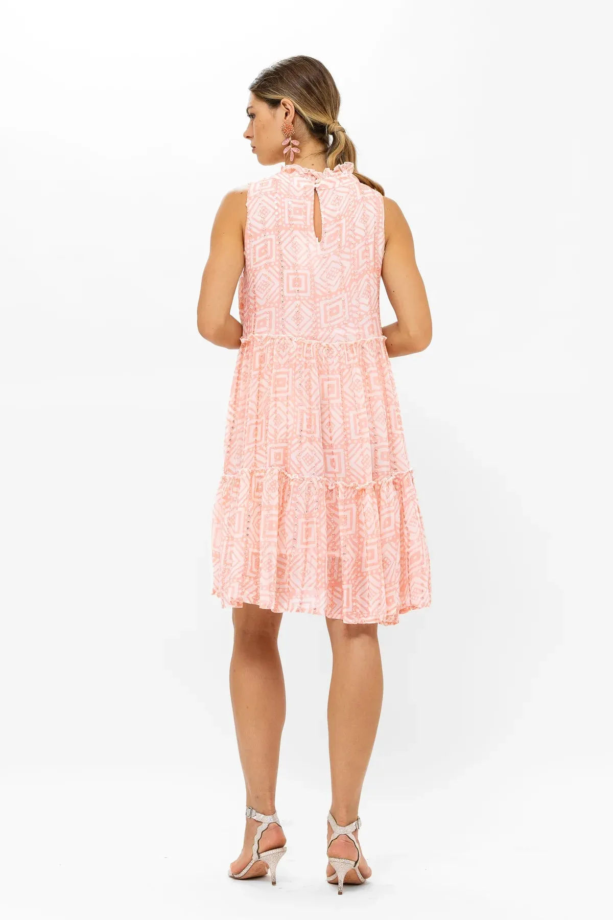 Ruffled Tiered Mini Dress - Bali Pink