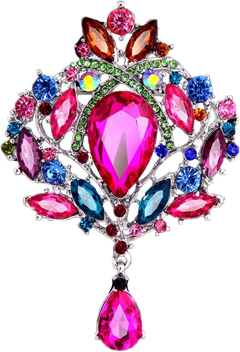 seven wolves Brooches Rhinestone Crystal Crown Brooches Pins for Women Dresses