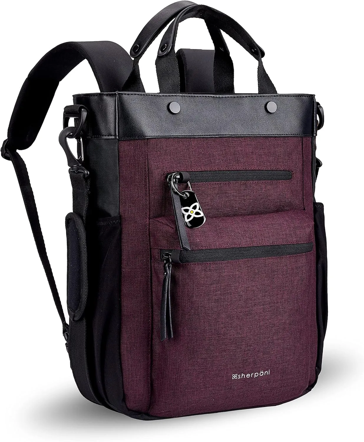 Sherpani Soleil, Anti Theft Convertible Backpack, 3 in 1 Tote Bag, Crossbody Bag, Cross Body Purse, 18L Travel Backpack, Travel Gifts for Women, RFID Protection, Fits 15 Laptop (Merlot)