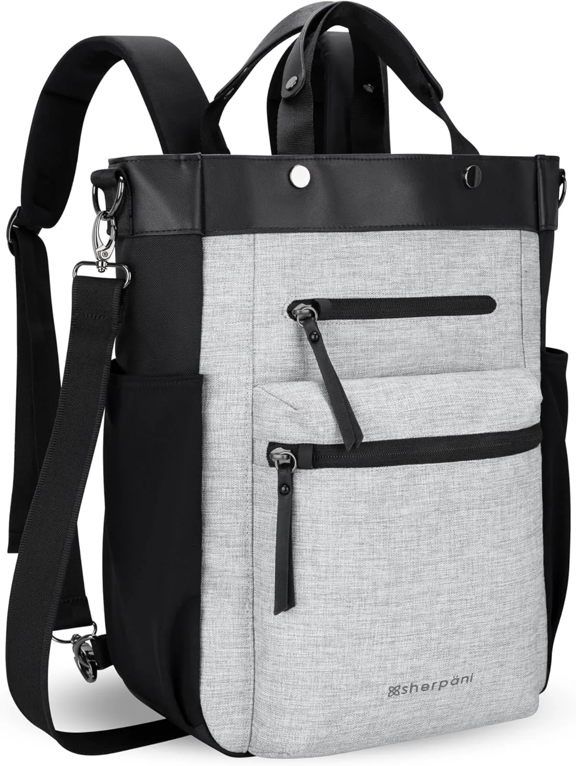 Sherpani Soleil, Anti Theft Convertible Backpack, 3 in 1 Tote Bag, Crossbody Purse, 18L Travel Backpack, Travel Gifts for Women, RFID Protection, Metal Hardware, Fits 15 Laptop (Sterling)