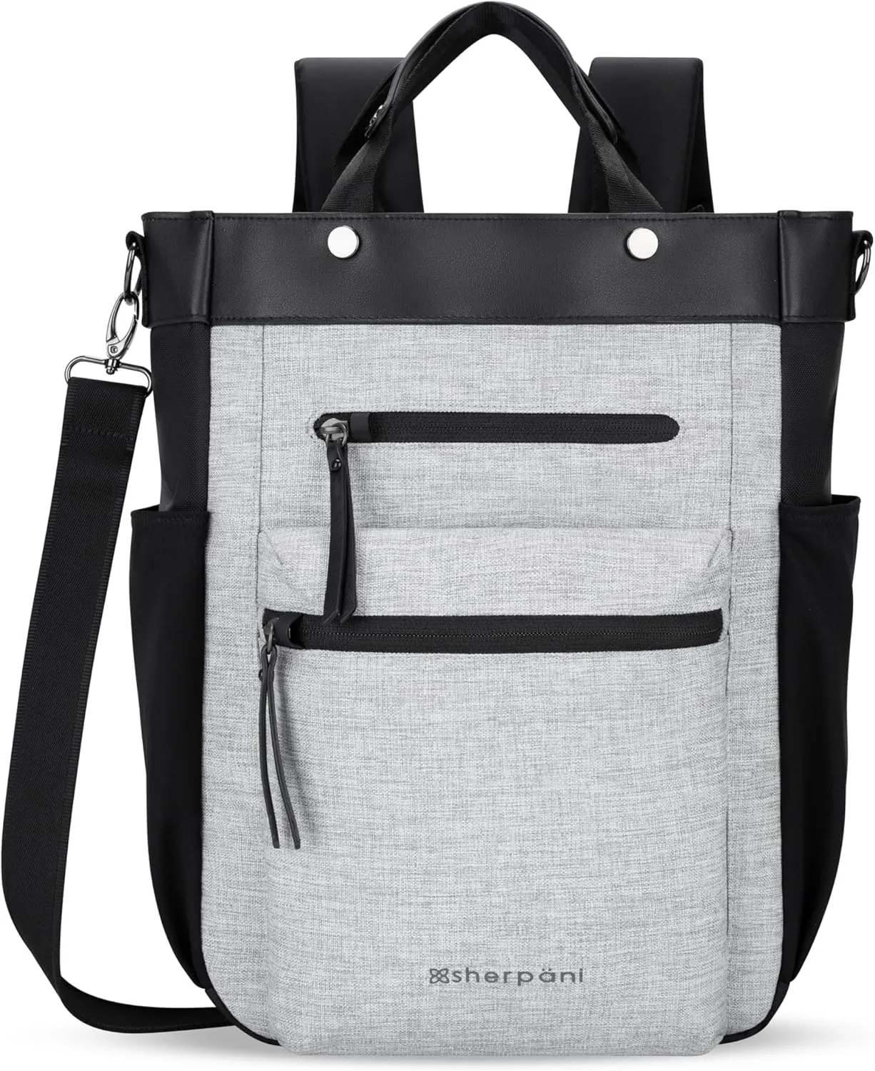 Sherpani Soleil, Anti Theft Convertible Backpack, 3 in 1 Tote Bag, Crossbody Purse, 18L Travel Backpack, Travel Gifts for Women, RFID Protection, Metal Hardware, Fits 15 Laptop (Sterling)