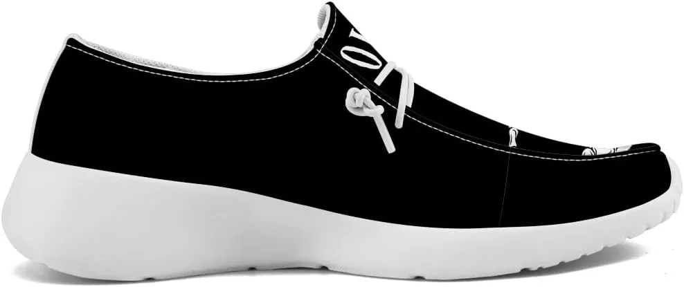 Skeleton Shoes for Women Men Black Loafers Skull Slip-on Shoes Gifts