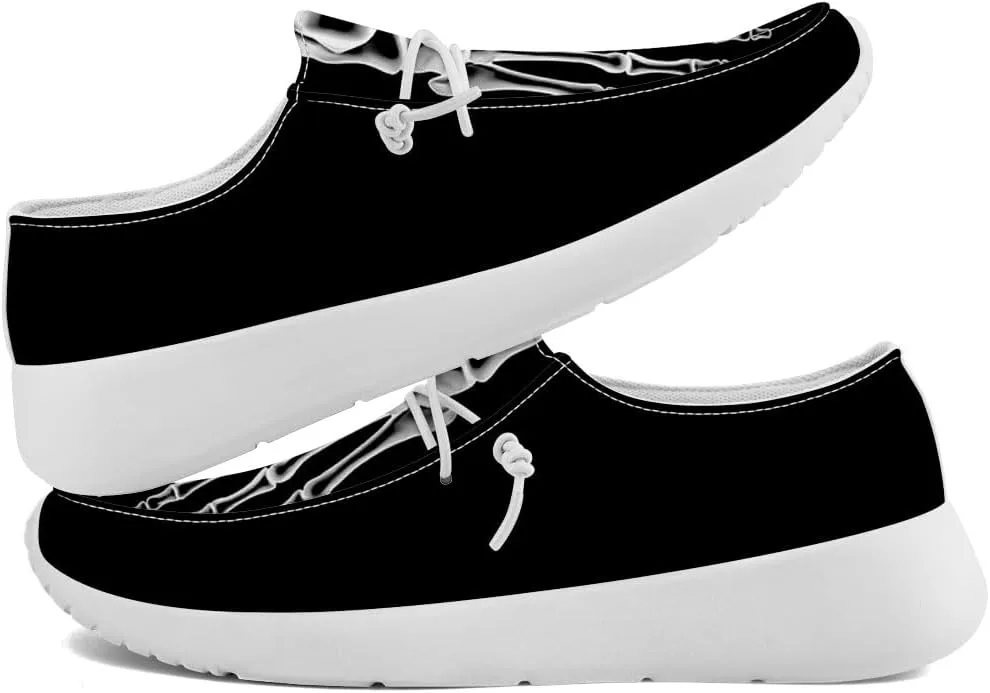 Skeleton Shoes for Women Men Black Loafers Skull Slip-on Shoes Gifts