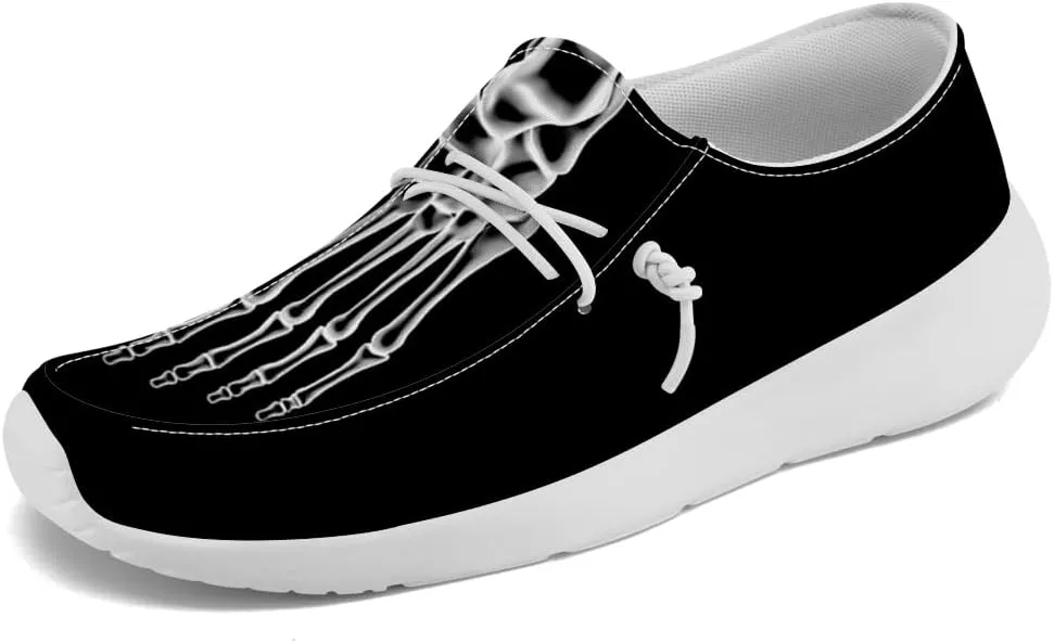 Skeleton Shoes for Women Men Black Loafers Skull Slip-on Shoes Gifts