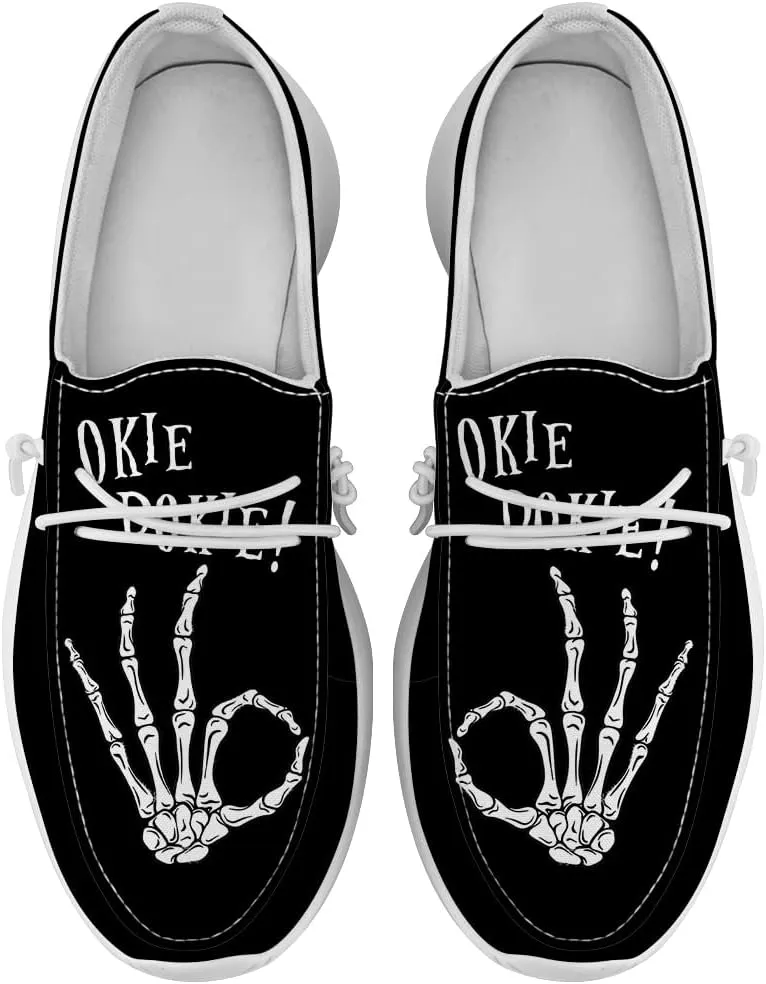 Skeleton Shoes for Women Men Black Loafers Skull Slip-on Shoes Gifts