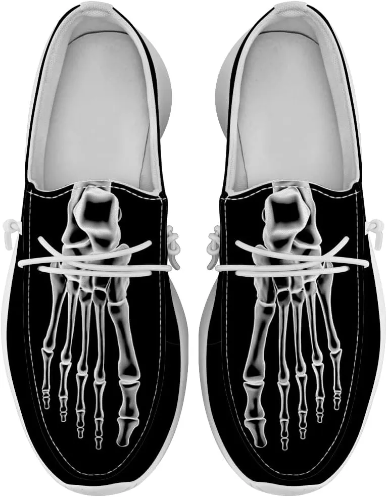 Skeleton Shoes for Women Men Black Loafers Skull Slip-on Shoes Gifts