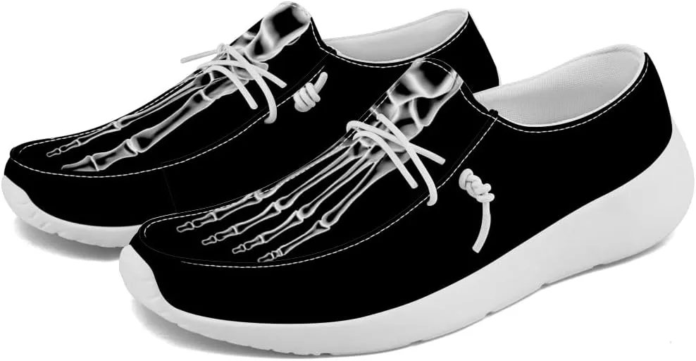 Skeleton Shoes for Women Men Black Loafers Skull Slip-on Shoes Gifts