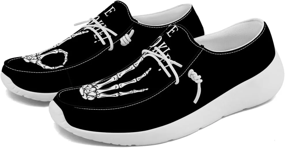 Skeleton Shoes for Women Men Black Loafers Skull Slip-on Shoes Gifts