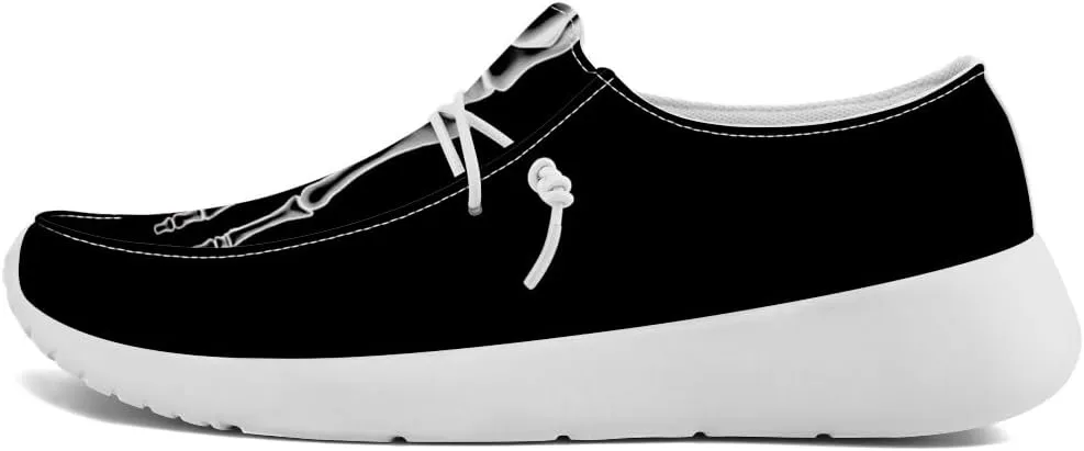 Skeleton Shoes for Women Men Black Loafers Skull Slip-on Shoes Gifts
