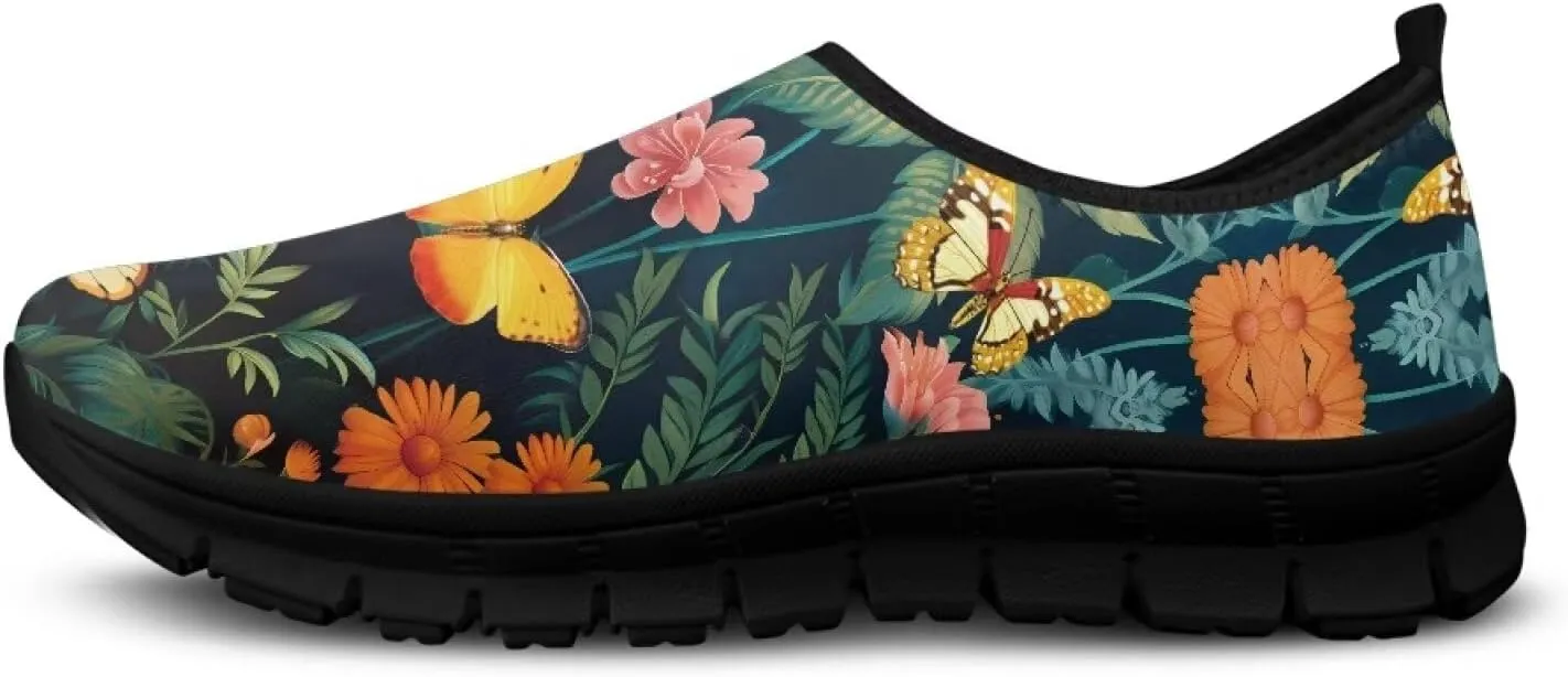 Slip On Tennis Shoes Women Casual Women's Flats Size 5.5-11.5 Black