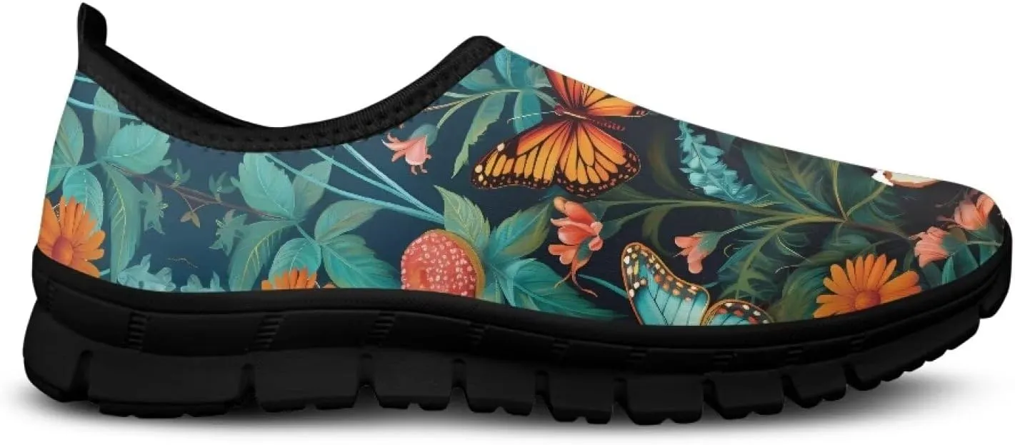 Slip On Tennis Shoes Women Casual Women's Flats Size 5.5-11.5 Black