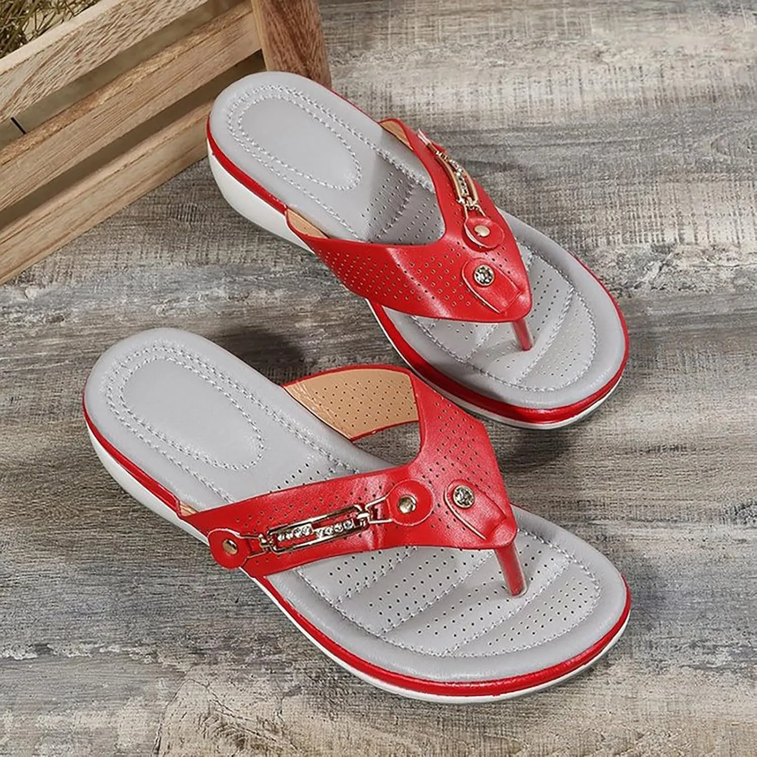 Summer Sandals for Women 2025 Wide Width Platform Flip Flops Orthopedic Wedges Sandals with Arch Support for Beach