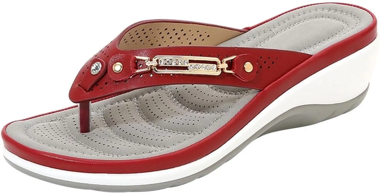 Summer Sandals for Women 2025 Wide Width Platform Flip Flops Orthopedic Wedges Sandals with Arch Support for Beach