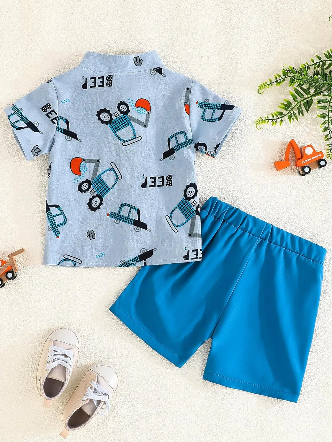 SUREPOCH Baby Boy Clothes Toddler Summer Outfits Short-sleeved Shirt Elastic Pants Two-piece Set Cute Baby Boy Outfits