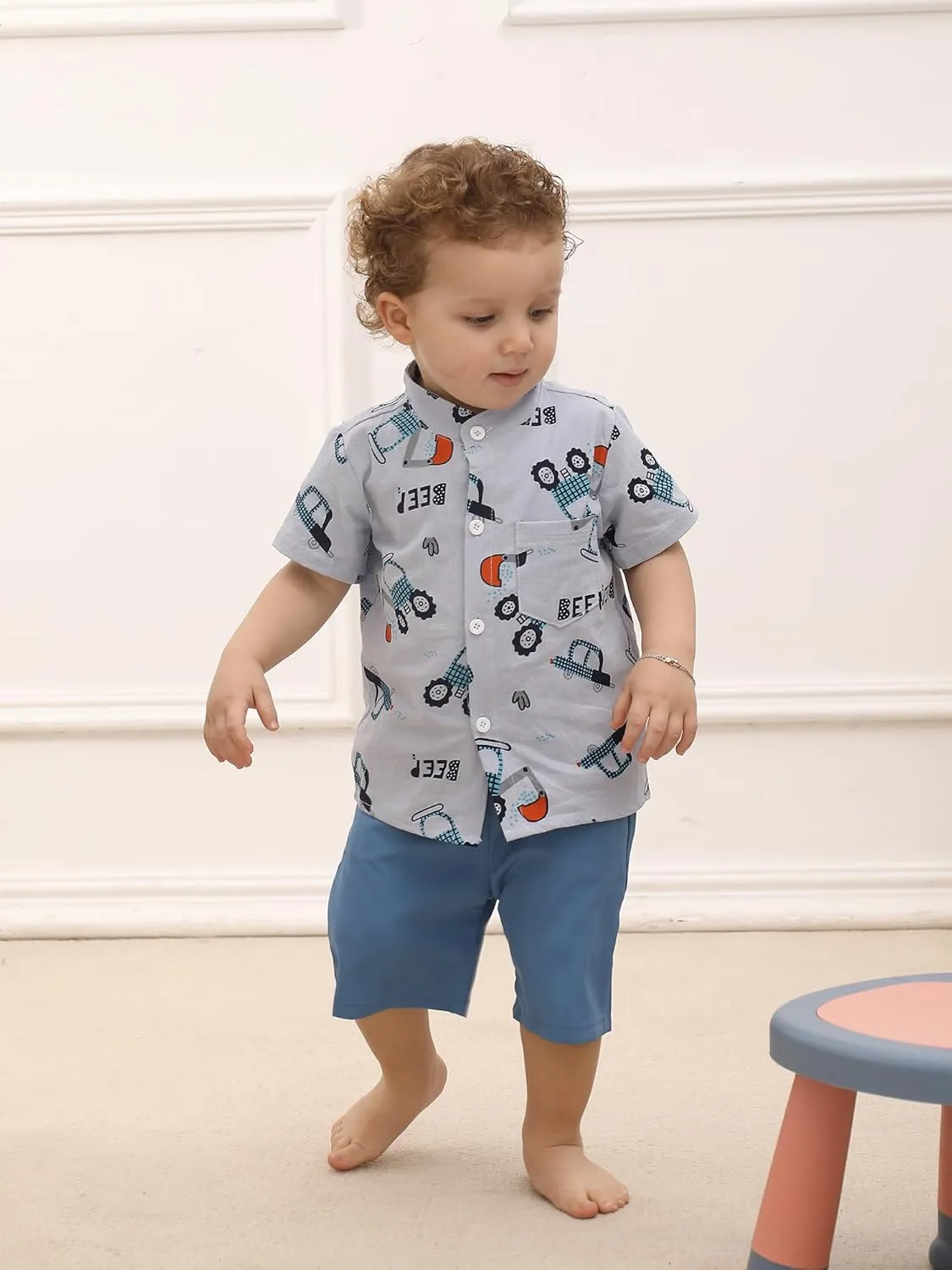 SUREPOCH Baby Boy Clothes Toddler Summer Outfits Short-sleeved Shirt Elastic Pants Two-piece Set Cute Baby Boy Outfits