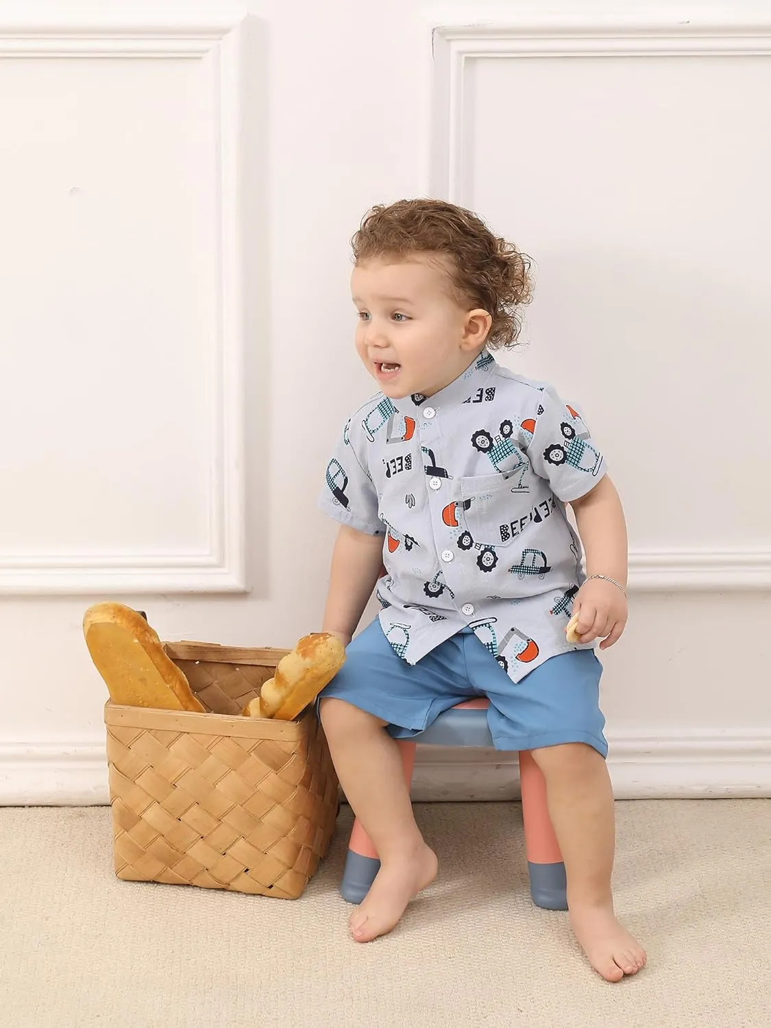 SUREPOCH Baby Boy Clothes Toddler Summer Outfits Short-sleeved Shirt Elastic Pants Two-piece Set Cute Baby Boy Outfits