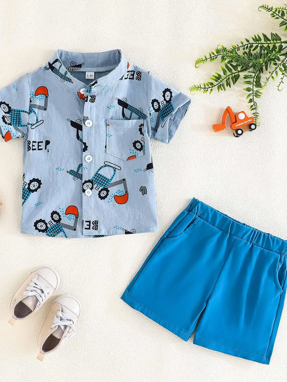 SUREPOCH Baby Boy Clothes Toddler Summer Outfits Short-sleeved Shirt Elastic Pants Two-piece Set Cute Baby Boy Outfits