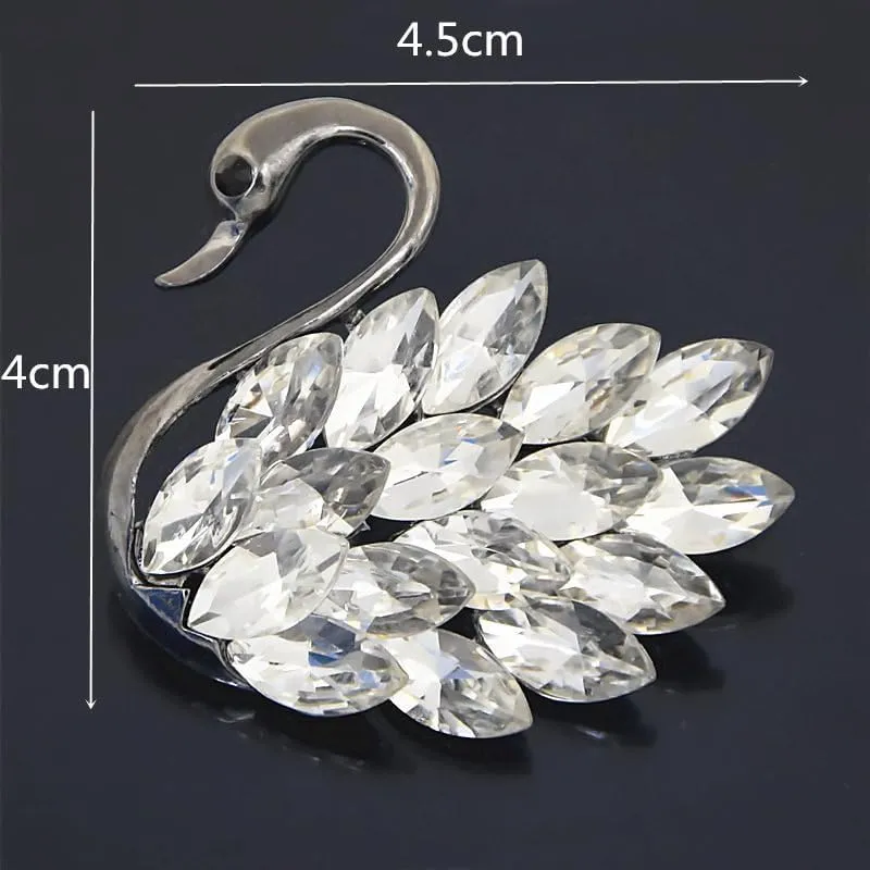 Swan Brooch, Crystal Brooch,Women Ladies Gold Plated Elegant Swan Brooch,Crystal Diamond Metal Brooch for Women Decoration