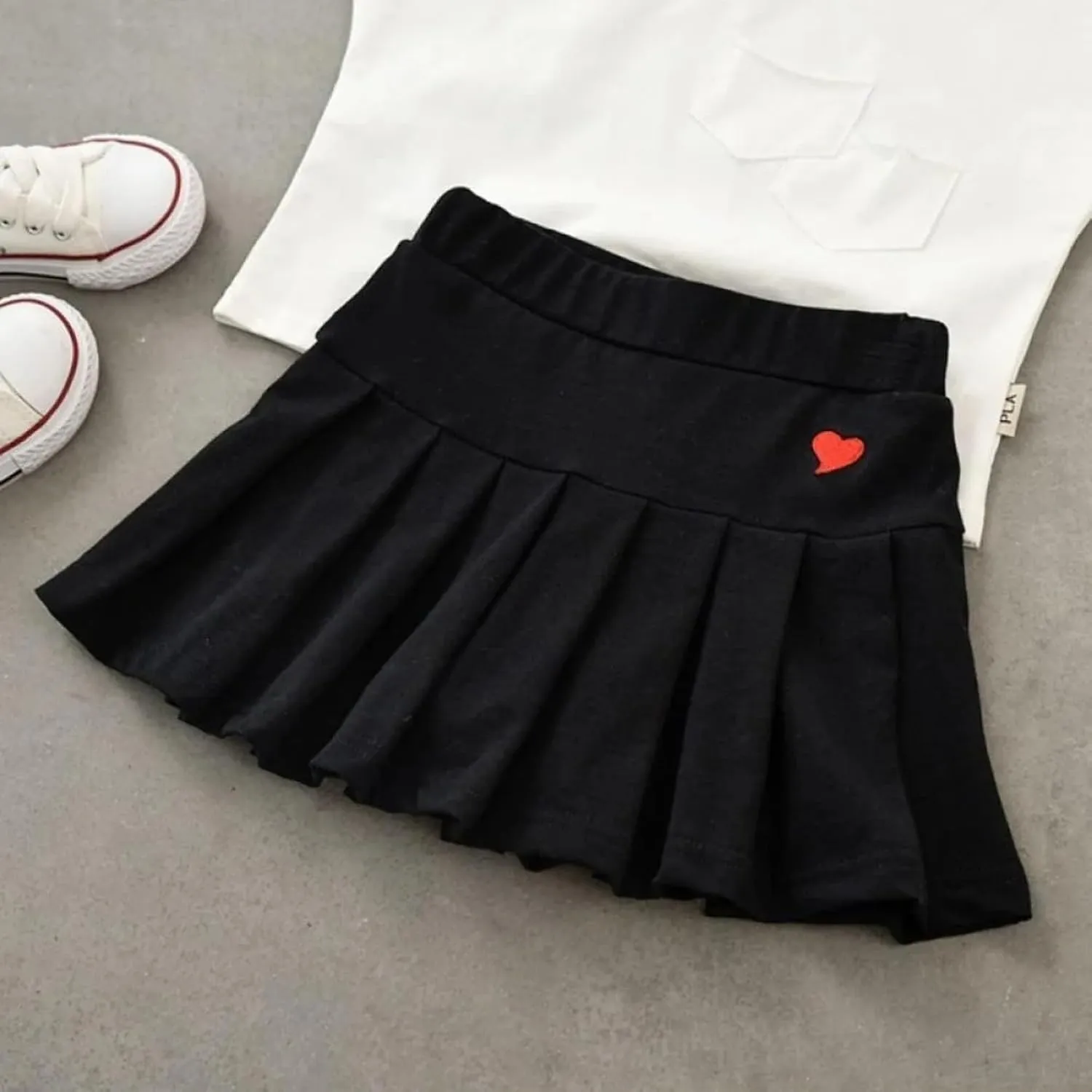 Toddler Baby Girls Skirts Summer Elastic Flared Plain Pleated Girls Kids Casual Stretch Waist Skater Skirt
