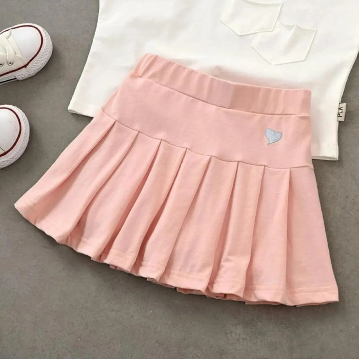 Toddler Baby Girls Skirts Summer Elastic Flared Plain Pleated Girls Kids Casual Stretch Waist Skater Skirt