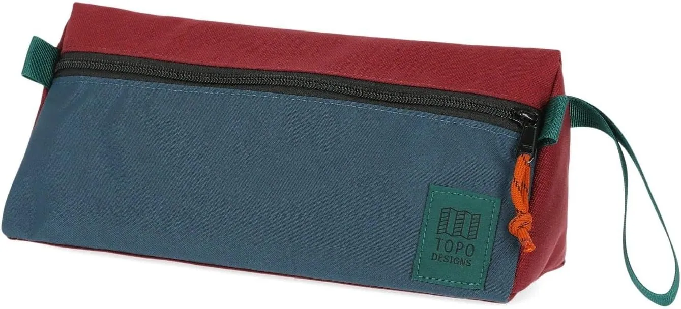 Topo Designs Travel Toiletry Kit  Cute Pouch for Women  Paracord Zipper Pull  YKK Zipper Pond Blue/Zinfandel One Size One Size
