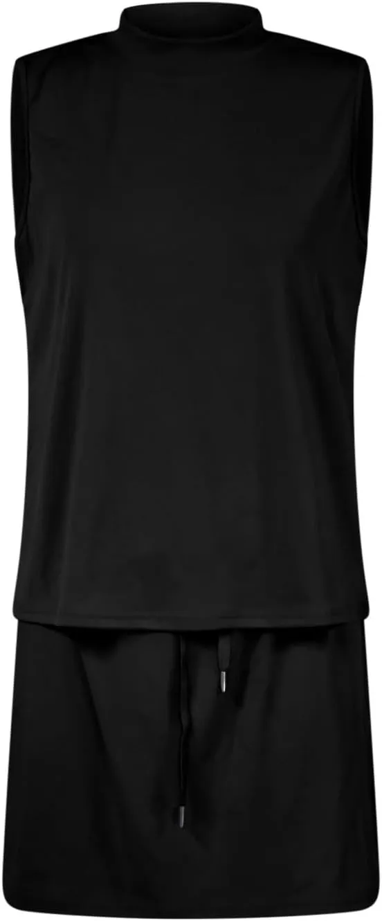 Two Piece Skirt Set for Women Sweatsuits Tennis Outfits Trendy Casual Mock Neck Sleeveless Top Elastic Short Skorts
