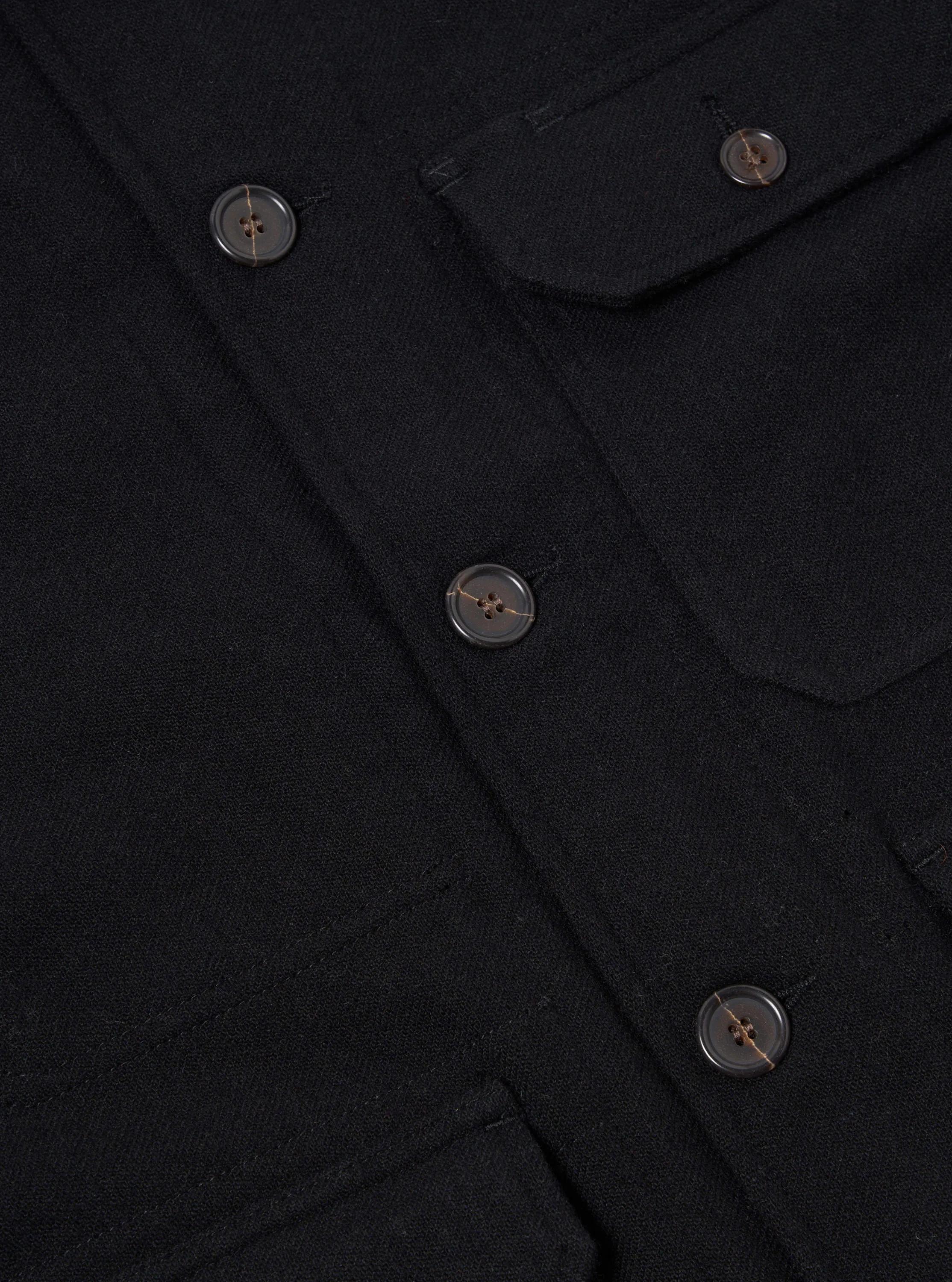 Universal Works Utility Jacket in Black Recycled Soft Wool