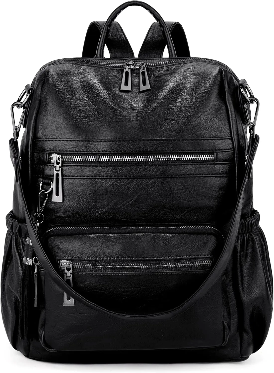 UTO Women Backpack Purse Convertible PU Leather Ladies Tassels Rucksack Shoulder Bag