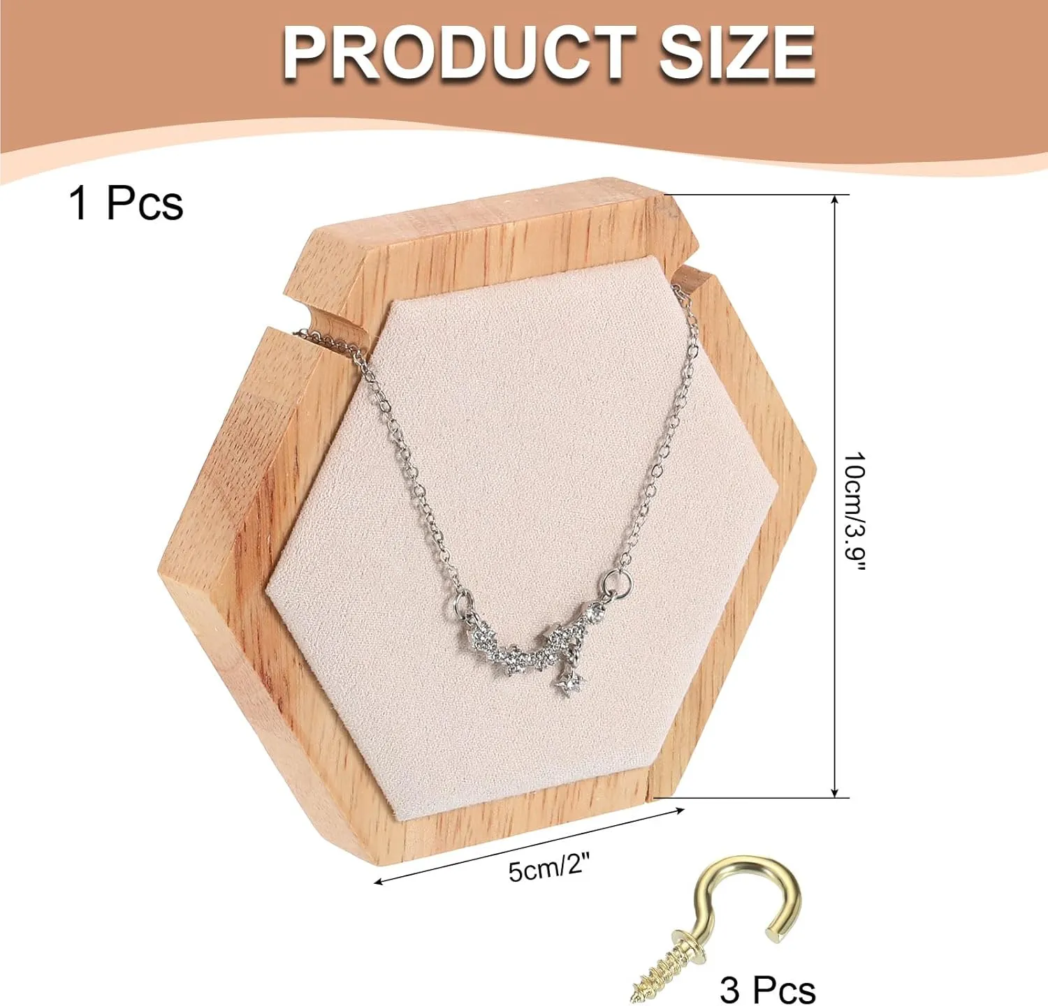 uxcell Hexagon Bracelet Display Stands Jewelry Organizer Holder for Earring Cards, Necklaces, Keychains, Beige