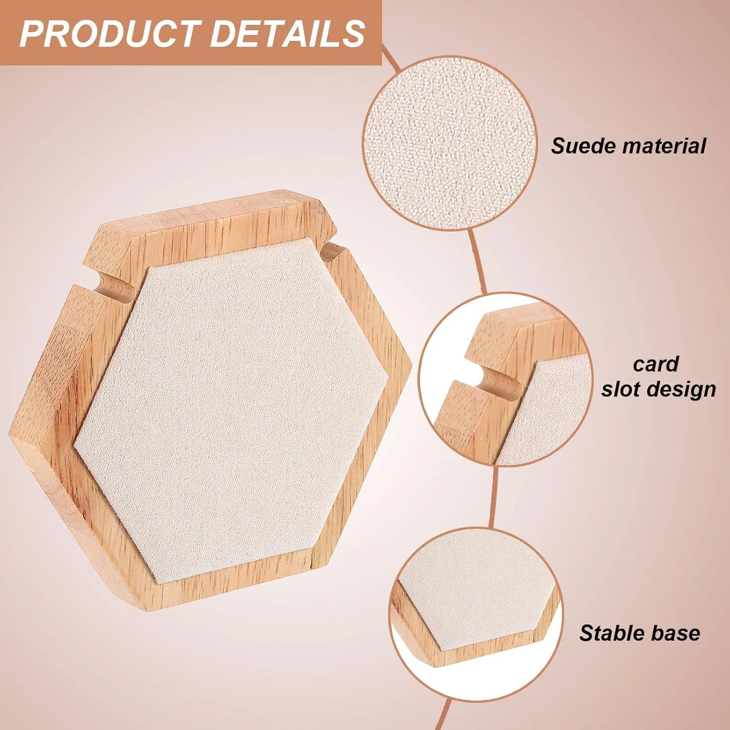 uxcell Hexagon Bracelet Display Stands Jewelry Organizer Holder for Earring Cards, Necklaces, Keychains, Beige