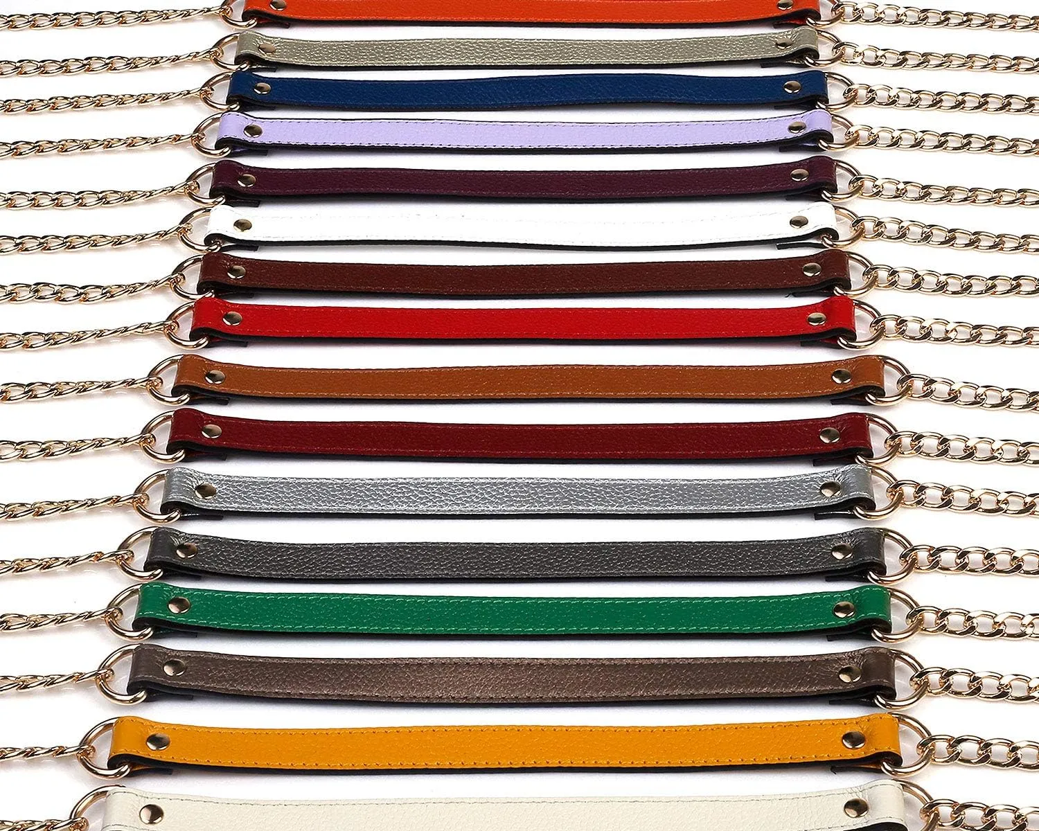 VanEnjoy 18MM Replacement Chain & Genuine Leather Shoulder Crossbody Straps for Handbags Purse Bags (Blue)