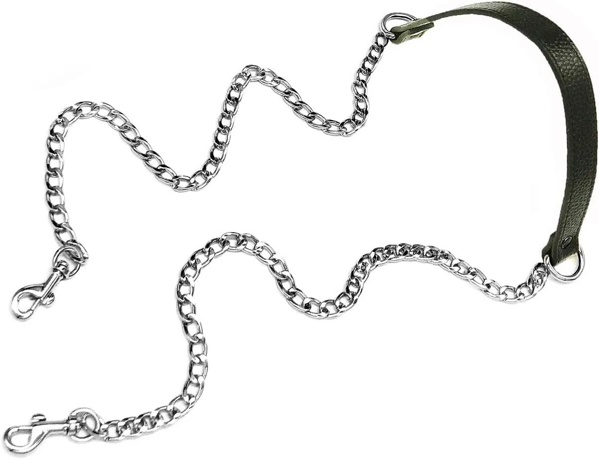 VanEnjoy Replacement Chain & Genuine Leather Shoulder Crossbody Strap (Black-silver Buckles)