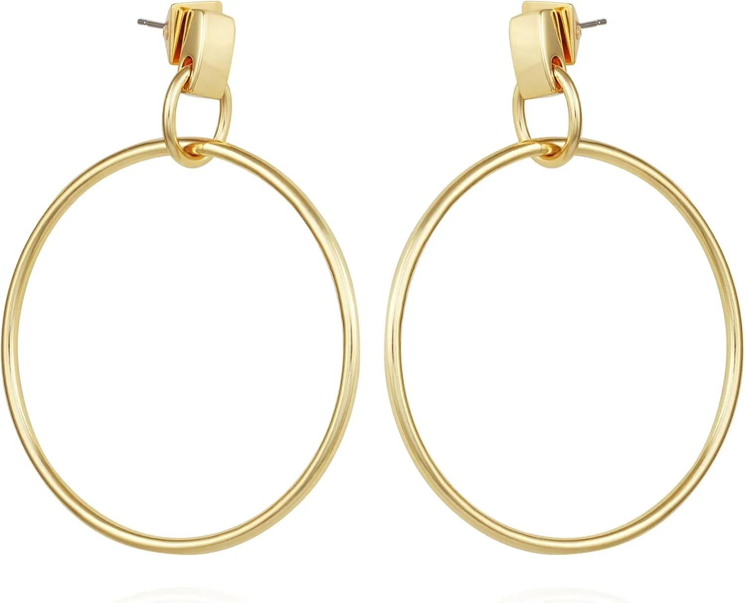 Vince Camuto Gold Tone Drop Dangle Hoop Earrings For Women