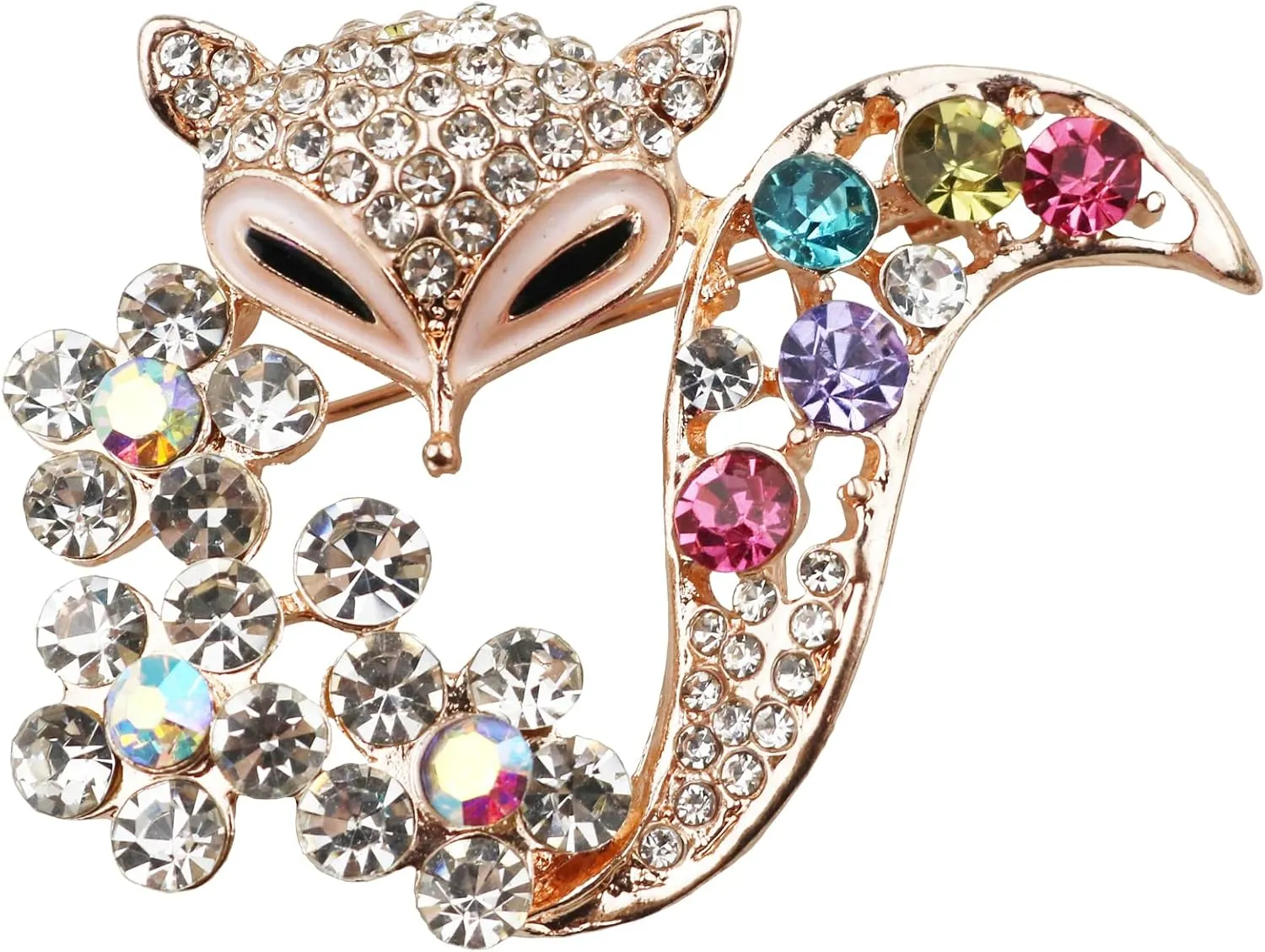 Vintage crystal rhinestones fox brooch women girl fashion personality jewelry Lapel Pin Safety Pin