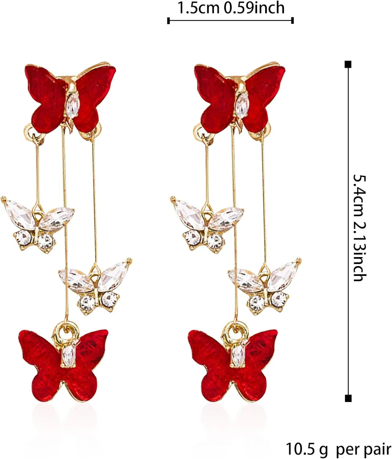 Violet Butterfly Tassel Stud Earrings for Women Long Butterfly Crystal Rhinestone Drop Dangle Earrings Wedding Jewelry Gifts
