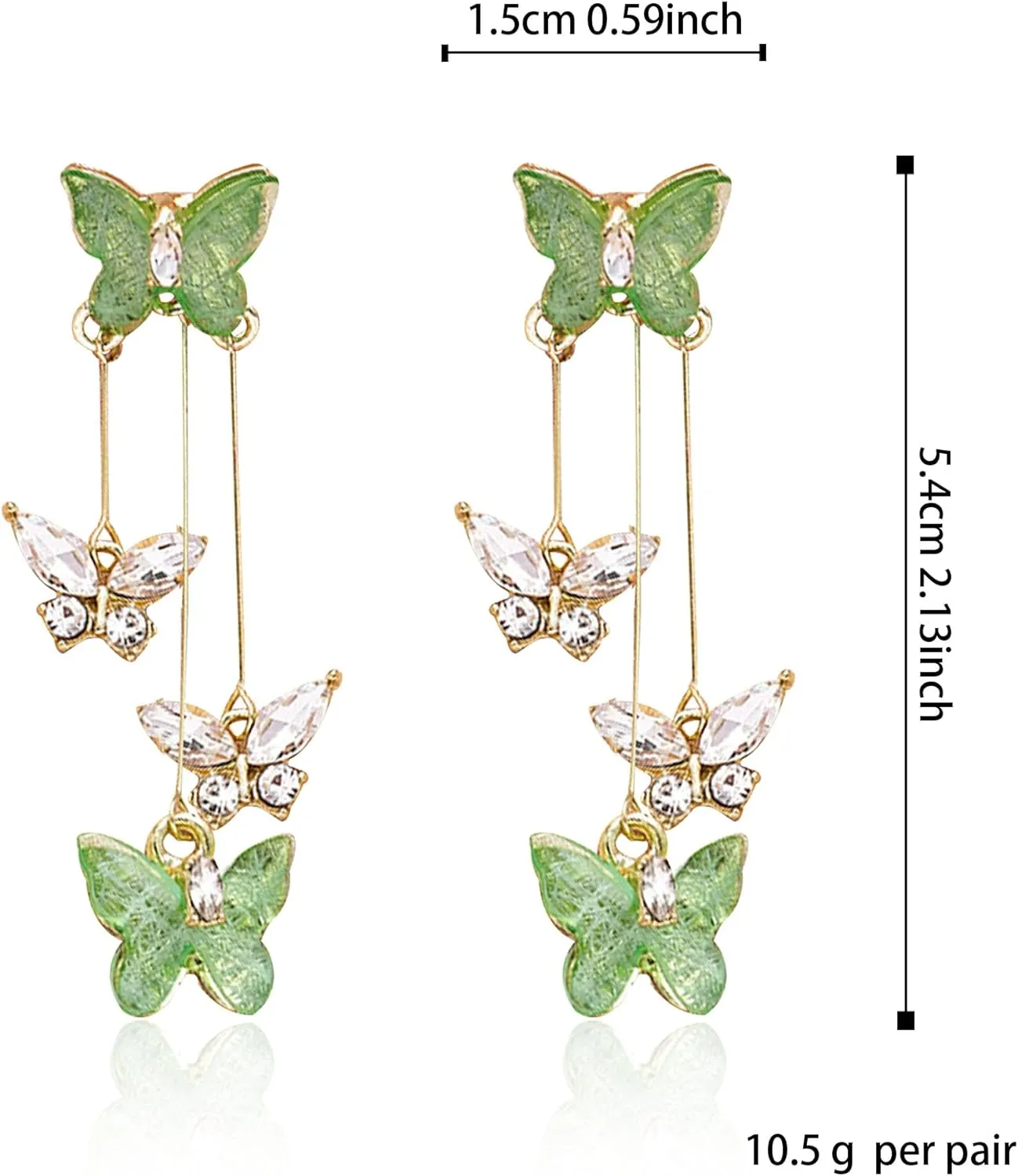 Violet Butterfly Tassel Stud Earrings for Women Long Butterfly Crystal Rhinestone Drop Dangle Earrings Wedding Jewelry Gifts