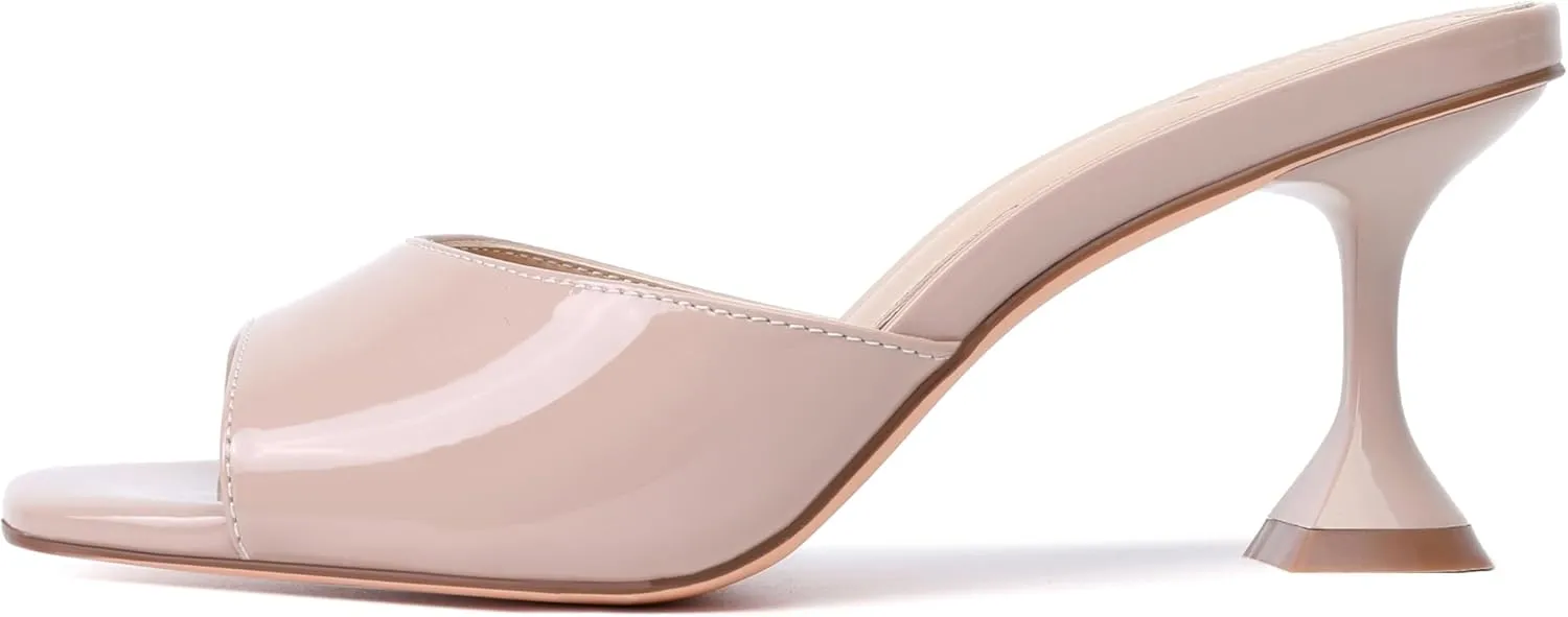 vivianly Womens Clear Heels Sandals Transparent Stiletto Heel Slippers Backless Peep Toe Slip on Heeled Mules