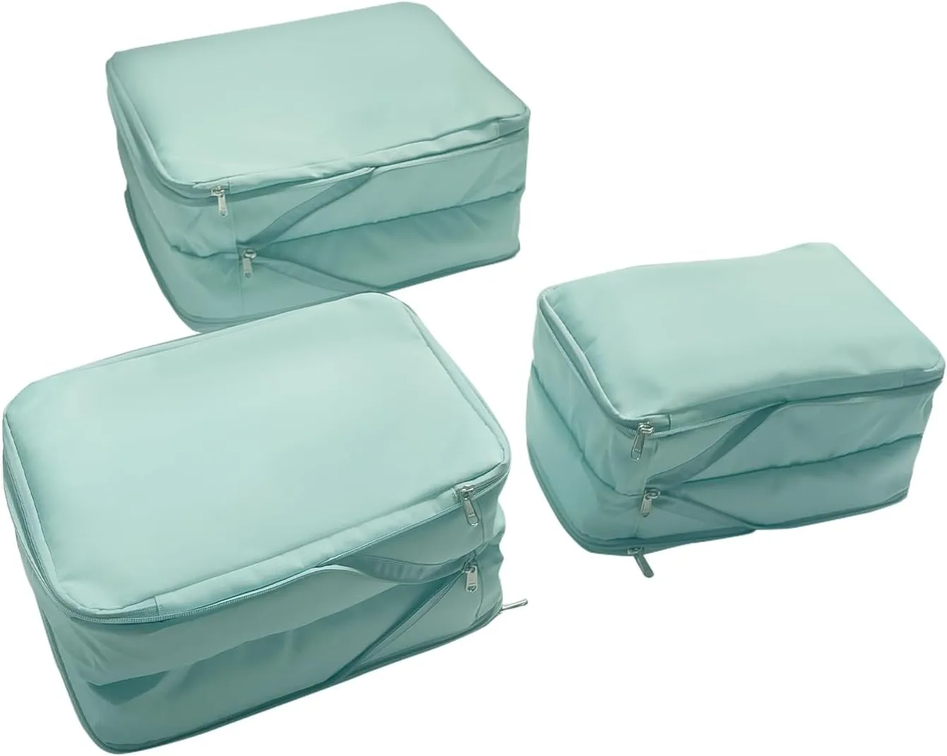 Waterproof Compression Packing Cubes 2/3/4 sets, Large Travel Packing organizers for Carry on Luggage, 2 Sides Expandable Storage Bags for Backpacking, Suitcases