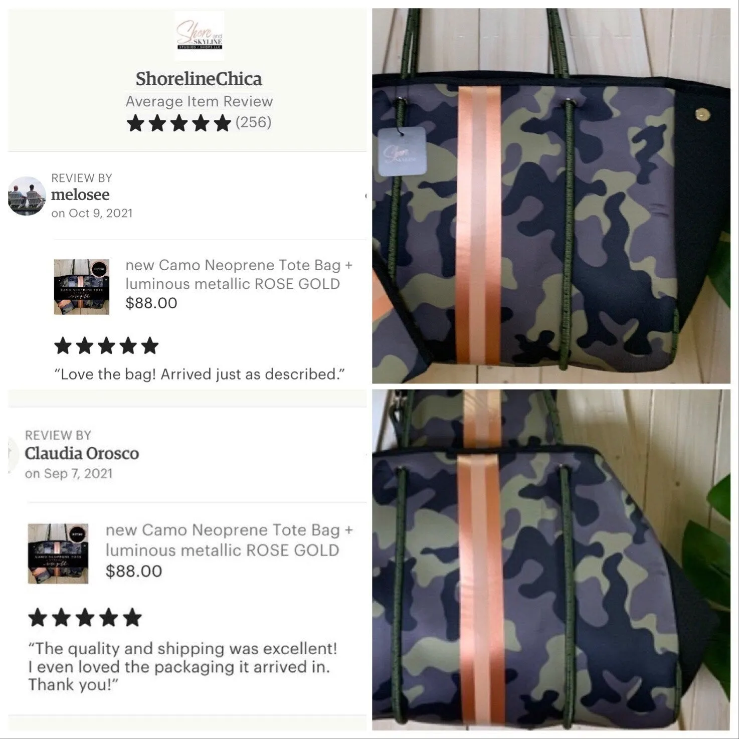 Waterproof Tote CAMO LUXE ROSE 2.0 Bag metallic rose-gold beach baby bridal birthday gift present ShoreAndSkyline back to school purse