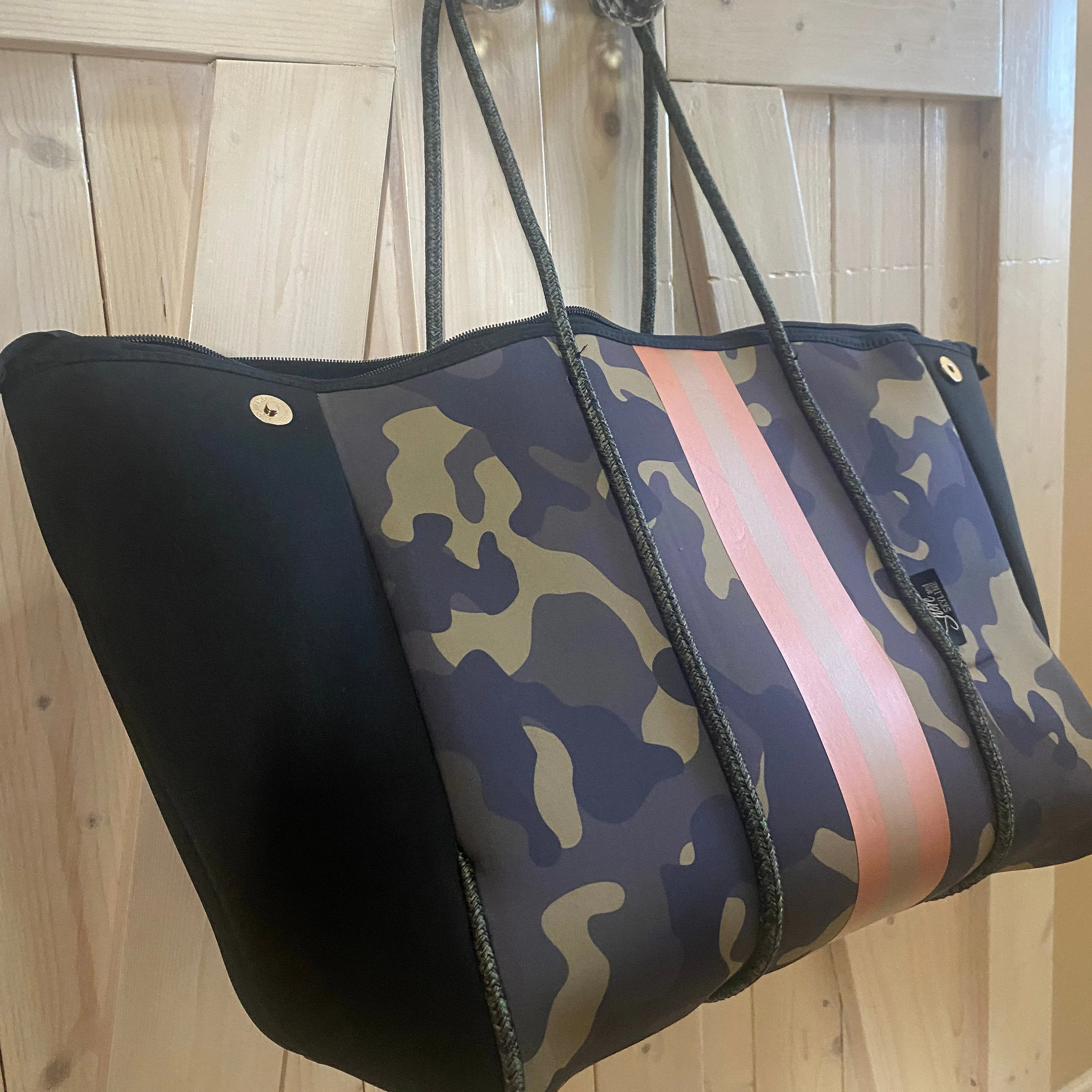 Waterproof Tote CAMO LUXE ROSE 2.0 Bag metallic rose-gold beach baby bridal birthday gift present ShoreAndSkyline back to school purse