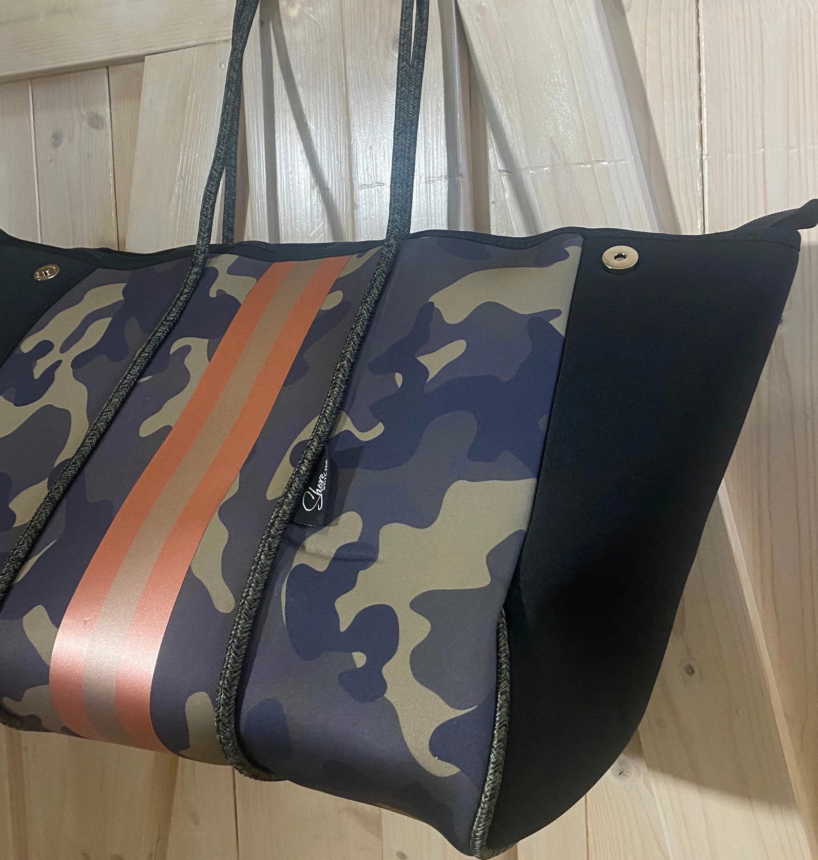 Waterproof Tote CAMO LUXE ROSE 2.0 Bag metallic rose-gold beach baby bridal birthday gift present ShoreAndSkyline back to school purse