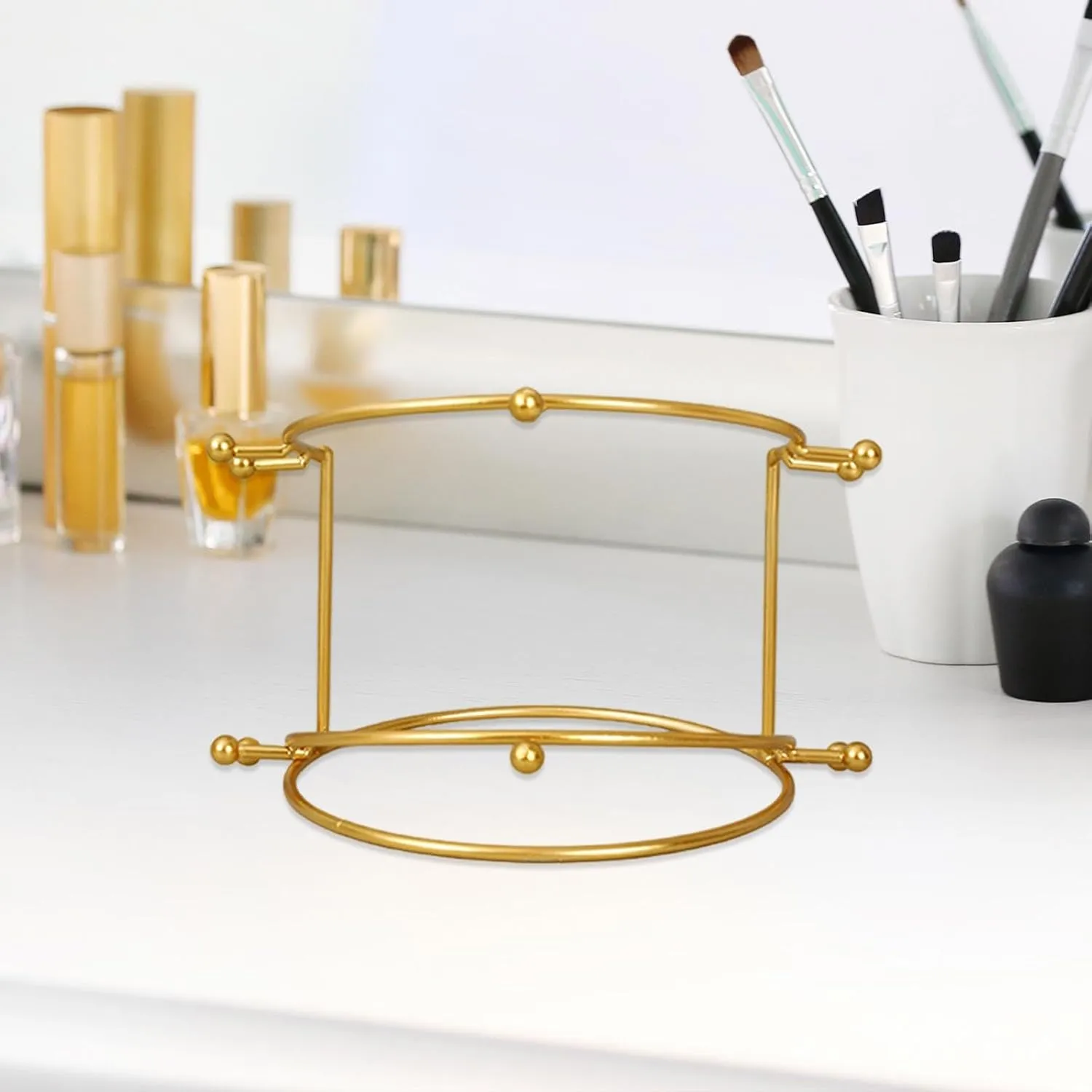 Wedding Tiara Holder, Tiara Display Stand, Metal Headband Organizer, Bridal Headband Display for Women Show, Gold 2 Tier