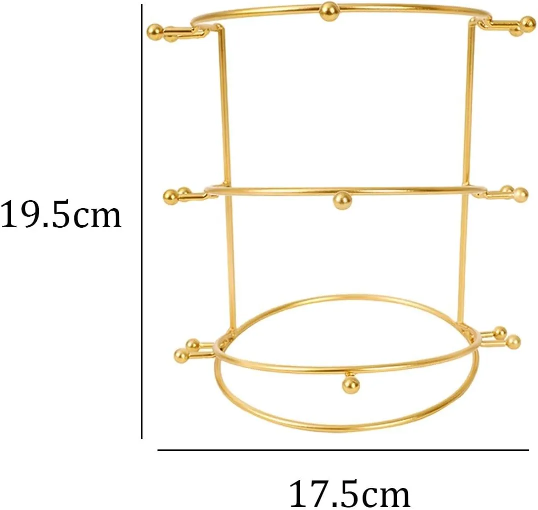 Wedding Tiara Holder, Tiara Display Stand, Metal Headband Organizer, Bridal Headband Display for Women Show, Gold 3 Tier