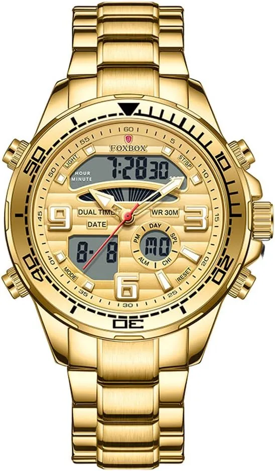 Weicam Men Luxury Dual Display Luminous Waterproof Analog Quartz Digital Wrist Watch Couple Watches