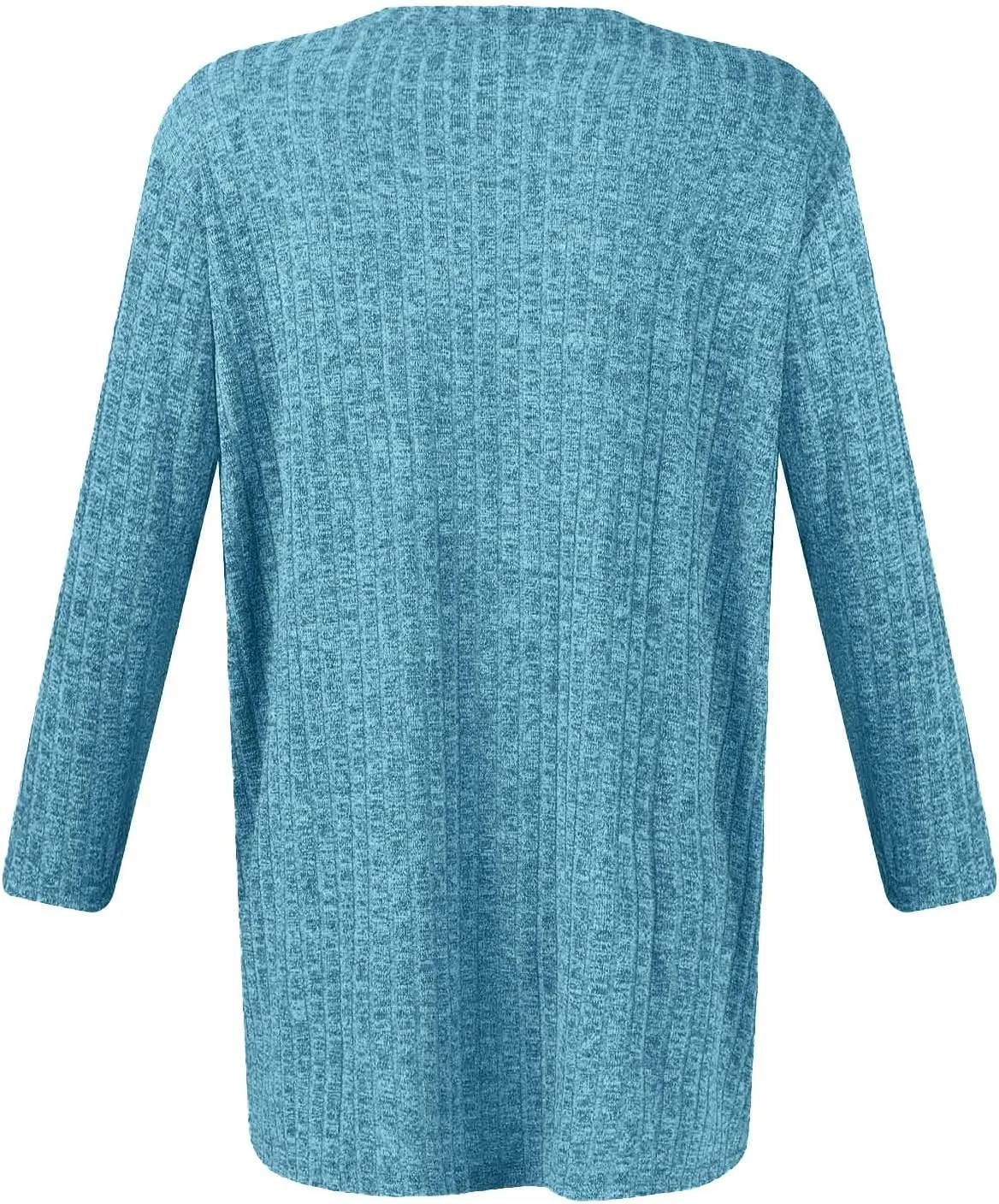 Winter 3/4 Length Sleeve T Shirts Loose Fit Ribbed Knit Cozy Sweaters Plus Size Sweatshirts