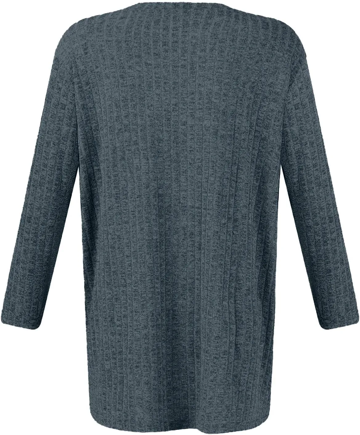 Winter 3/4 Length Sleeve T Shirts Loose Fit Ribbed Knit Cozy Sweaters Plus Size Sweatshirts
