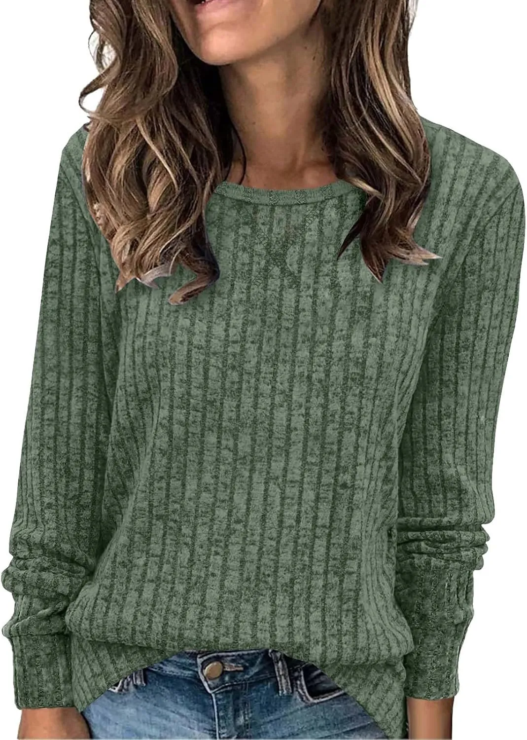 Women Casual Knit Sweaters Long Sleeve Shirts for Women Tunic Tops Dressy Pullovers Fashion Basic Lightweight Blouses